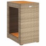 Mesa auxiliar jardín tapa madera ratán PE beige 60x40x75 cm en Mesas de jardín | Comprar online en Foru.es