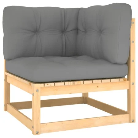 Garden corner sofa and gray cushions solid acacia wood by vidaXL, Modular outdoor sofas - Ref: Foro24-805715, Price: 94,94 €,...