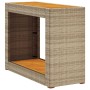Mesa auxiliar jardín tapa madera ratán PE beige 100x40x75 cm en Mesas de jardín | Comprar online en Foru.es