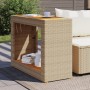 Mesa auxiliar jardín tapa madera ratán PE beige 100x40x75 cm en Mesas de jardín | Comprar online en Foru.es