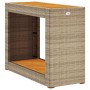 Mesa auxiliar jardín tapa madera ratán PE beige 100x40x75 cm en Mesas de jardín | Comprar online en Foru.es