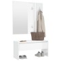 Set de muebles de recibidor madera contrachapada blanco brillo de vidaXL, Bancos para recibidores y almacenamiento - Ref: For...