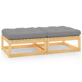 Garden stools with cushions 2 pcs solid pine wood by vidaXL, Modular outdoor sofas - Ref: Foro24-805740, Price: 136,14 €, Dis...