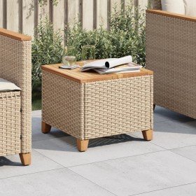 Mesa de jardín ratán sintético madera acacia beige 45x45x37 cm en Mesas de jardín | Comprar online en Foru.es