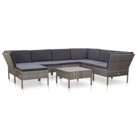 Set de muebles de jardín 8 pzas y cojines ratán sintético gris de vidaXL, Conjuntos de jardín - Ref: Foro24-48954, Precio: 60...