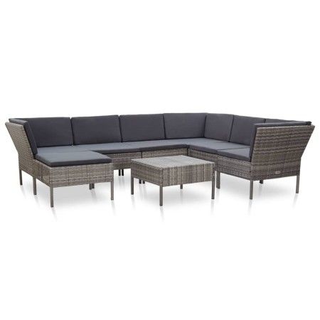 Set de muebles de jardín 8 pzas y cojines ratán sintético gris de vidaXL, Conjuntos de jardín - Ref: Foro24-48954, Precio: 60...