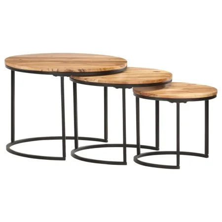 Mesas apilables 3 unidades madera maciza de acacia de vidaXL, Mesas de centro - Ref: Foro24-286185, Precio: 98,20 €, Descuent...
