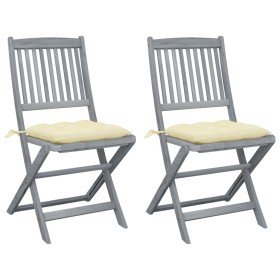 Sillas de jardín plegables 2 uds cojines madera maciza acacia en Sillas de jardín | Comprar online en Foru.es
