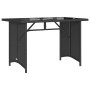 Mesa de jardín superficie de vidrio ratán PE negro 110x68x70 cm en Mesas de jardín | Comprar online en Foru.es