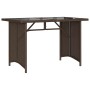 Mesa de jardín superficie vidrio ratán PE marrón 110x68x70 cm en Mesas de jardín | Comprar online en Foru.es