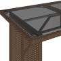 Mesa de jardín superficie vidrio ratán PE marrón 110x68x70 cm en Mesas de jardín | Comprar online en Foru.es