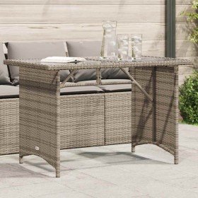 Mesa de jardín superficie de vidrio ratán PE gris 110x68x70 cm en Mesas de jardín | Comprar online en Foru.es