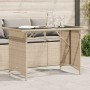 Mesa de jardín superficie de vidrio ratán PE beige 110x68x70 cm en Mesas de jardín | Comprar online en Foru.es