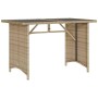 Mesa de jardín superficie de vidrio ratán PE beige 110x68x70 cm en Mesas de jardín | Comprar online en Foru.es