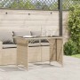 Mesa de jardín superficie de vidrio ratán PE beige 110x68x70 cm en Mesas de jardín | Comprar online en Foru.es