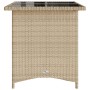 Mesa de jardín superficie de vidrio ratán PE beige 110x68x70 cm en Mesas de jardín | Comprar online en Foru.es