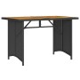 Mesa de jardín superficie de madera ratán PE negro 110x68x70 cm en Mesas de jardín | Comprar online en Foru.es