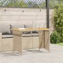 Mesa de jardín superficie de madera ratán PE beige 110x68x70 cm en Mesas de jardín | Comprar online en Foru.es