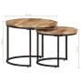 Mesas apilables 2 unidades madera rugosa de mango de vidaXL, Mesas de centro - Ref: Foro24-337999, Precio: 86,32 €, Descuento: %