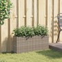 Jardinera con 2 maceteros de ratán sintético gris 90x20x40 cm en Macetas y jardineras | Comprar online en Foru.es