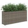 Jardinera con 2 maceteros de ratán sintético gris 90x20x40 cm en Macetas y jardineras | Comprar online en Foru.es