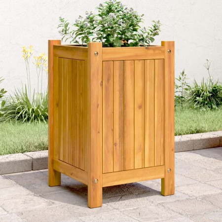 Jardinera con forro madera maciza de acacia 31x31x50 cm en Macetas y jardineras | Comprar online en Foru.es