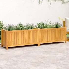 Jardinera con forro madera maciza de acacia 199x38,5x50 cm en Macetas y jardineras | Comprar online en Foru.es