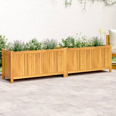 Jardinera con forro madera maciza de acacia 199x38,5x50 cm en Macetas y jardineras | Comprar online en Foru.es