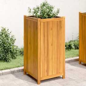 Jardinera con forro madera maciza de acacia 50x50x100 cm en Macetas y jardineras | Comprar online en Foru.es