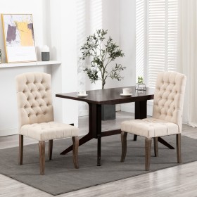 Sillas de comedor 2 unidades tela con apariencia de lino beige de vidaXL, Sillas de comedor - Ref: Foro24-287949, Precio: 304...