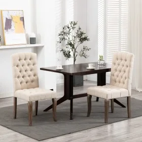 Sillas de comedor 2 unidades tela con apariencia de lino beige de vidaXL, Sillas de comedor - Ref: Foro24-287949, Precio: 275...
