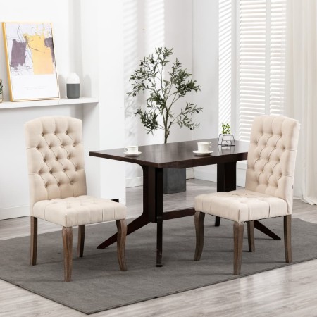 Sillas de comedor 2 unidades tela con apariencia de lino beige de vidaXL, Sillas de comedor - Ref: Foro24-287949, Precio: 304...