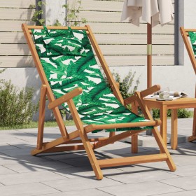 Silla de playa plegable madera maciza de eucalipto y tela hojas en Sillas de jardín | Comprar online en Foru.es
