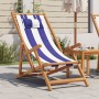 Silla playa plegable madera maciza eucalipto y tela azul blanco en Sillas de jardín | Comprar online en Foru.es