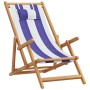 Silla playa plegable madera maciza eucalipto y tela azul blanco en Sillas de jardín | Comprar online en Foru.es