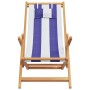 Silla playa plegable madera maciza eucalipto y tela azul blanco en Sillas de jardín | Comprar online en Foru.es