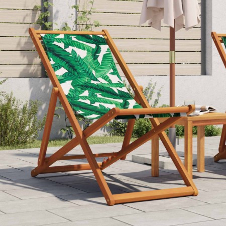 Silla de playa plegable madera maciza de eucalipto y tela hojas en Sillas de jardín | Comprar online en Foru.es