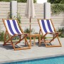 Silla playa plegable madera maciza eucalipto y tela azul blanco en Sillas de jardín | Comprar online en Foru.es
