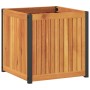 Jardinera de madera maciza de acacia y acero 45x45x44 cm en Macetas y jardineras | Comprar online en Foru.es