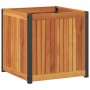 Jardinera de madera maciza de acacia y acero 45x45x44 cm en Macetas y jardineras | Comprar online en Foru.es