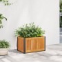 Jardinera de madera maciza de acacia y acero 45x30x27,5 cm en Macetas y jardineras | Comprar online en Foru.es