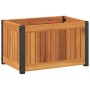 Jardinera de madera maciza de acacia y acero 45x30x27,5 cm en Macetas y jardineras | Comprar online en Foru.es