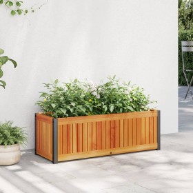 Jardinera de madera maciza de acacia y acero 80x30x27,5 cm en Macetas y jardineras | Comprar online en Foru.es