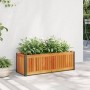 Jardinera de madera maciza de acacia y acero 80x30x27,5 cm en Macetas y jardineras | Comprar online en Foru.es