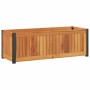 Jardinera de madera maciza de acacia y acero 80x30x27,5 cm en Macetas y jardineras | Comprar online en Foru.es