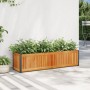 Jardinera de madera maciza de acacia y acero 110x30x27,5 cm en Macetas y jardineras | Comprar online en Foru.es