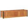 Jardinera de madera maciza de acacia y acero 110x30x27,5 cm en Macetas y jardineras | Comprar online en Foru.es