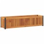 Jardinera de madera maciza de acacia y acero 110x30x27,5 cm en Macetas y jardineras | Comprar online en Foru.es