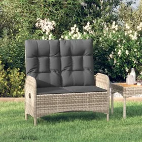 Banco de jardín reclinable con cojines ratán PE gris 107 cm de vidaXL, Bancos de jardín - Ref: Foro24-319893, Precio: 162,59 ...