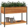 Jardinera con estante madera maciza acacia y acero 110x45x80 cm en Macetas y jardineras | Comprar online en Foru.es